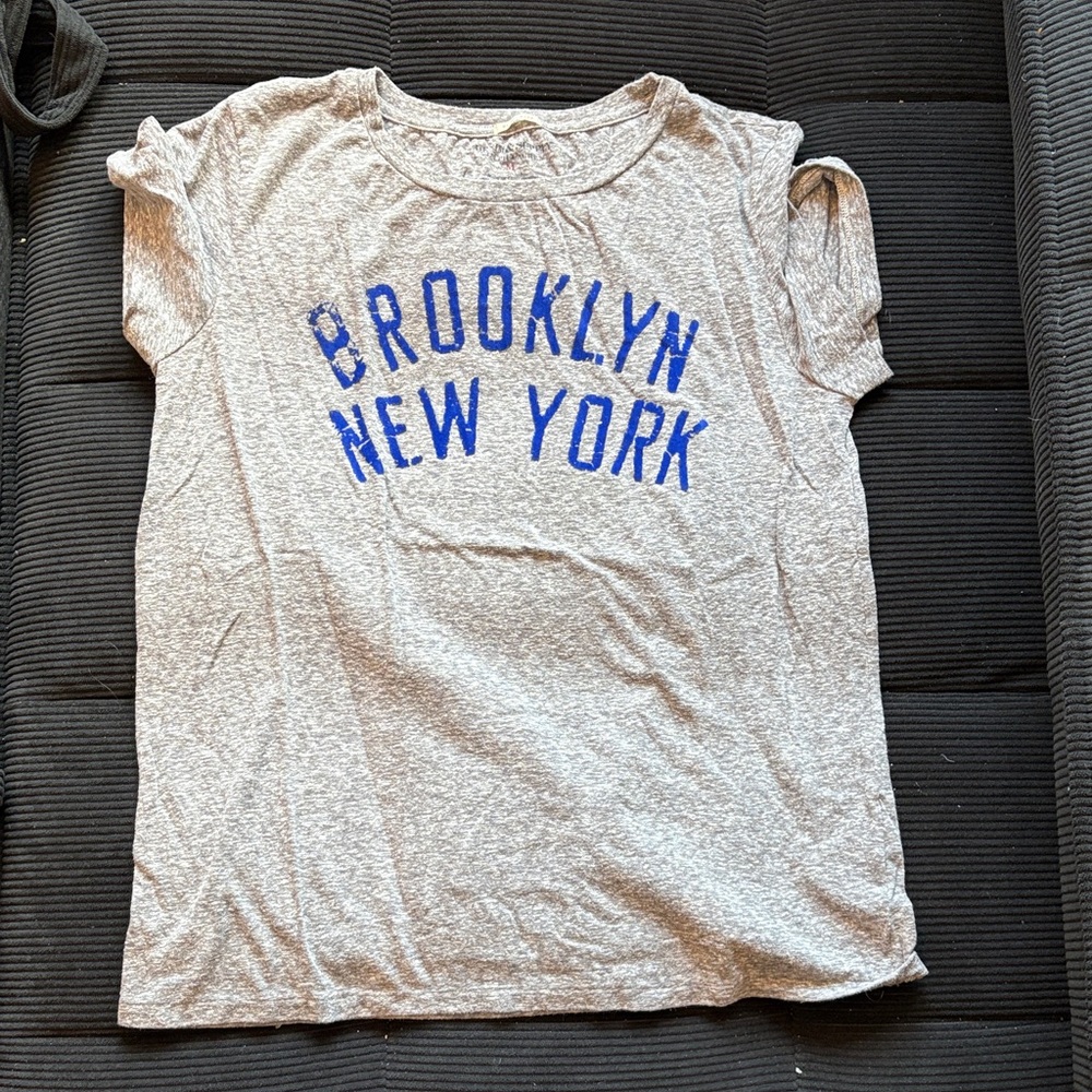Denim & Supply Ralph Lauren Gray Tee with Blue Brooklyn Print